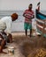 Morjim, North GOA, India , 29 March 2016 Local fishermen are considering the catch