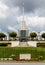 Mormon Church Under Cloudy Skies