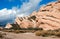 Mormon Rocks in front of desert wash in California high desert just outside of San Bernardino