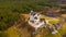 Morning aerial view on the medieval royal castle Bobolice. Poland