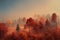 Morning autumn forest. AI generated.