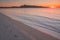 Morning by the beach. Playa de Muro, sunrise sky in background