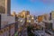 Morning break San Francisco skyline with Union Square in the foreground.