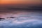 Morning clouds below Sarangkot view point near Pokhara in Nepal