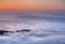 Morning clouds below Sarangkot view point near Pokhara in Nepal