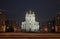 Morning December snowfall and Smolny Cathedral