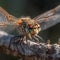 Morning Dew Dragonfly Perched on Twig