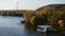 Morning Dnipro river panorama Kiev Ukraine city landscape nature cityscape