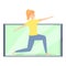 Morning fitness blog icon, cartoon style