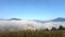 Morning fog dissipates in the mountains