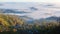 Morning fog in the morning village aerial landscape, Sri Lanka timelapse