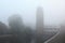 Morning fog over the Vltava River in Prague, Czech Republic.