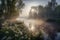 Morning Fog on a Picturesque River, Generative AI