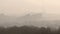 Morning foggy town landscape