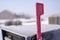 Morning frost covering a mailbox in an early morning winter