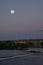 Morning full moon over prague city and Vltava river