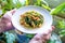 Morning glory cook with tempeh, tumis kangkung tempe