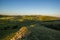 Morning Green Mountain Hills under Blue Sky of Dawn