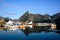 Morning in the Hamnoy fishing village. This is a popular tourist destination for tourists and photographers in the Lofoten Islands