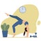 Morning home gymnastics . Vector illustration in flat style