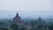 Morning hot air balloons over Bagan pagoda field