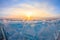 Morning landscape blue transparent hummocks at dawn, lake Baikal Russia Siberia