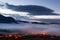 Morning landscape with fog over Coltesti Village in Apuseni MountainsTrascau