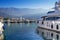 Morning marina. Sea pier and promenade, seafront in Budva, Montenegro