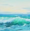 Morning on mediterranean sea, wave, illustration, painting by o