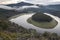 Morning mist at Alagon River Meander called The Melero, Spain