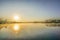 Morning mist floats above the surface of the Reservoir