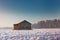 Morning Mist And An Old Barn House