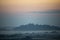 Morning mist over farmland