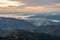 Morning mists covering Ljubljana basin during temperature inversion.