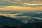 Morning mists covering Ljubljana basin during temperature inversion.