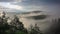 Morning mists over the Karkonosze Mountain