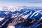 Morning panorama of Austrian alps from the top of Kaprun glacier