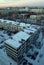 Morning panorama of the snow-covered city of Togliatti with a view of the domes of the Transfiguration Cathedral.