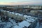 Morning panorama of the snow-covered city of Togliatti with a view of the domes of the Transfiguration Cathedral.