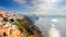 Morning panoramic view of famous Greek resort Oia, Santorini, Greece