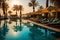 Morning paradise Luxury hotel resort pool, palm tree, and umbrella