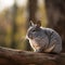 Morning Perch: Chinchilla on Wooden Branch in Forest
