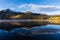 Morning reflection of East Beckwith Mountain on Lost Lake Slough, Colorado.