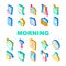 Morning Routine Daily Collection Icons Set Vector