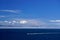 Morning at sea: Clouds and fog over Alaskan islands in the North Pacific Ocean