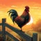 Morning Serenade: Rooster Crowing at Sunrise on a Fence