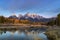 morning shot of grand teton after an autumn snowstorm from schwabacher landing in grand teton national park