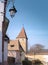 Morning on the streets of Sighisoara with the Butcher`s tower in sight