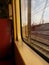 Morning suburb train window