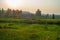 Morning summer,   summer landscape photo, cloudy sky, light fog, Europe, middle band